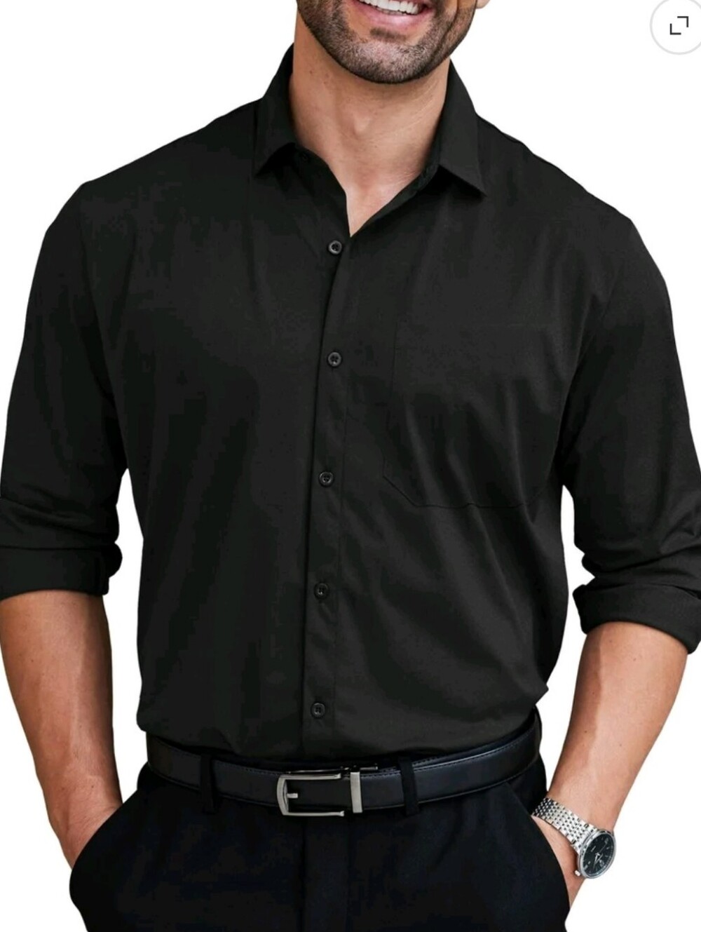 3 SHIRTS INCLUDED - COOFANDY Men's Dress Shirts Black, Gray, & Light Gray